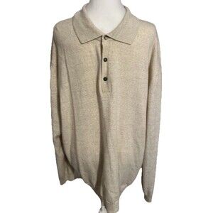 Covington Sweater Men's XLT Beige Long Sleeve 1/4 Button Merino Wool